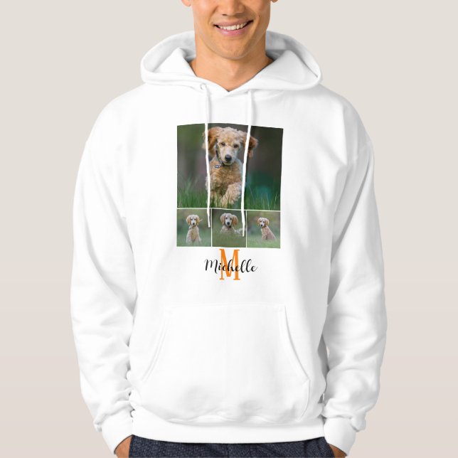 College Photo Monogram Script Name mens Customized Hoodie (Front)