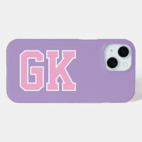 College Purple Pink Varsity Monogram Initials