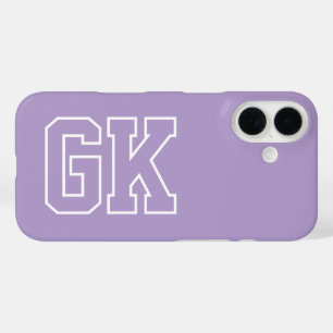 College Purple White Varsity Monogram Initials iPhone 16 Case
