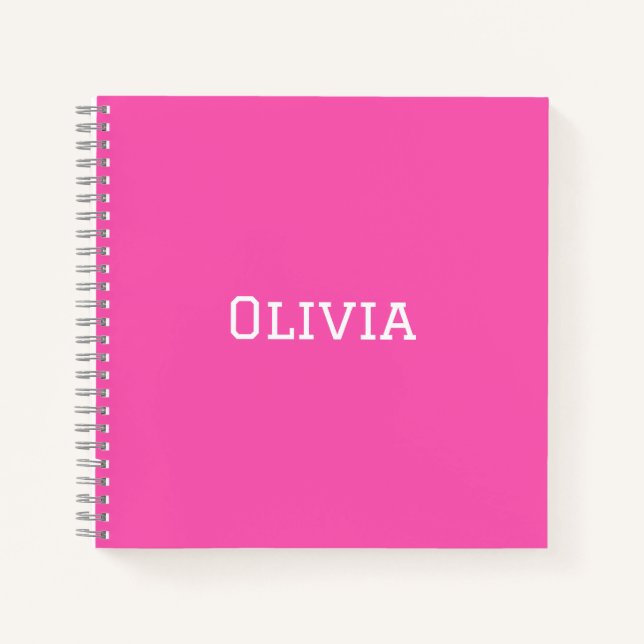College Ruled Notebook | Hot Pink | Personalized (Front)
