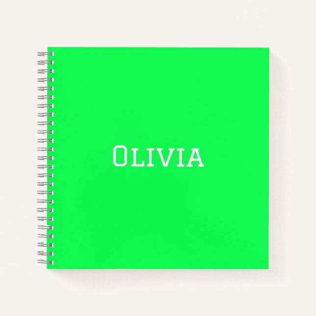 College Ruled Notebook | Neon Green | Personalized (Front)