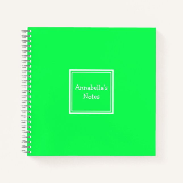 College Ruled Notebook | Neon Green | Personalized (Front)