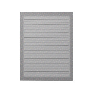 College Ruled   Pink Blue Stars on Ultimate Grey Notepad