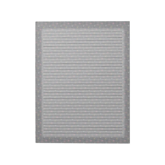College Ruled | Pink Blue Stars on Ultimate Grey Notepad (Rotated)