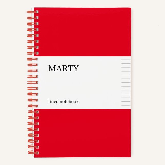 College Ruled Red Notebook with Monogram (Front)