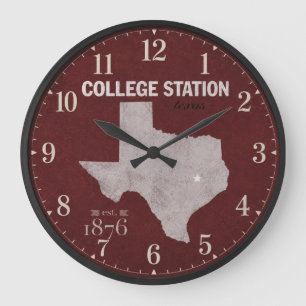 College Station Texas Vintage State Map Large Clock