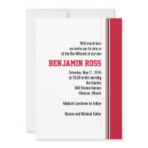 College Stripe Bar Mitzvah Invitation