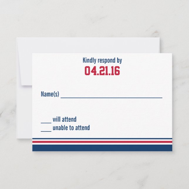 College Stripe Bar Mitzvah Response Card (Front)