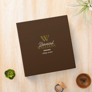 College Studies Brown Personalized Binder