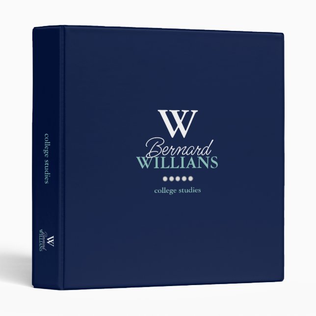 College Studies Dark-Blue Personalized Binder (Front/Spine)
