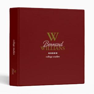 College Studies Dark-Red Personalized Binder