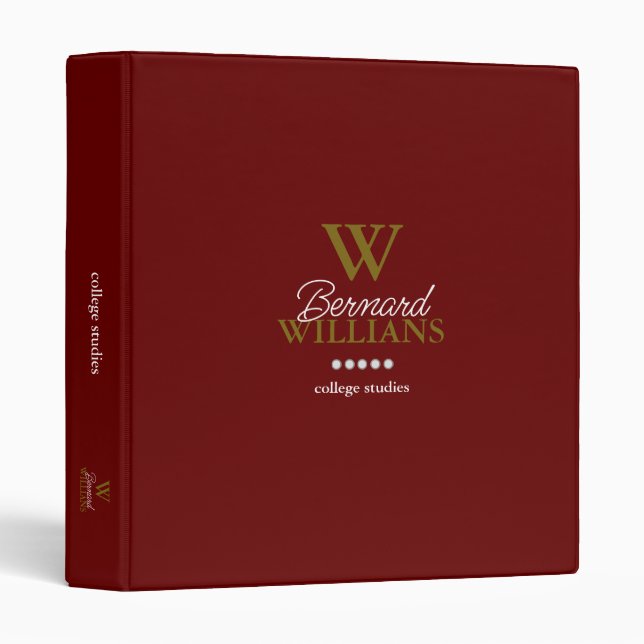 College Studies Dark-Red Personalized Binder (Front/Spine)