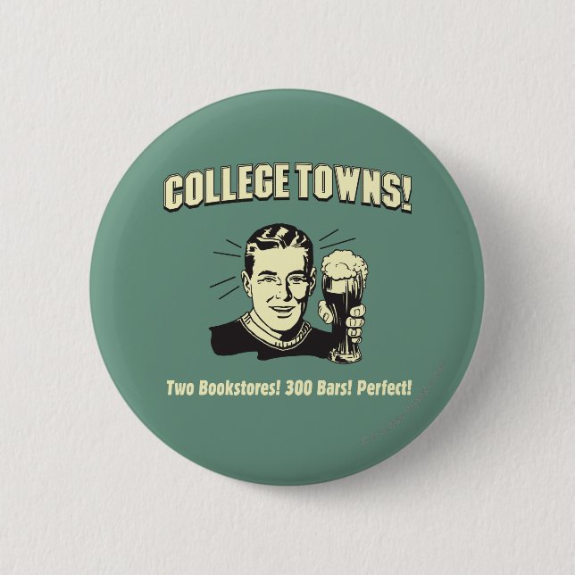 College Towns: 2 Bookstores 300 Bars Inch Round Button (Front)