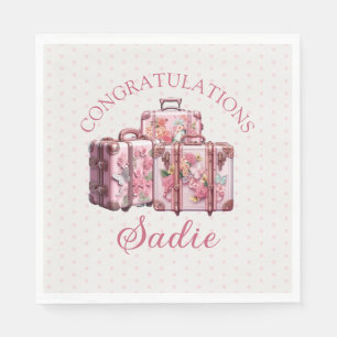 College Trunk Party Vintage Pink Congratulations  Napkin
