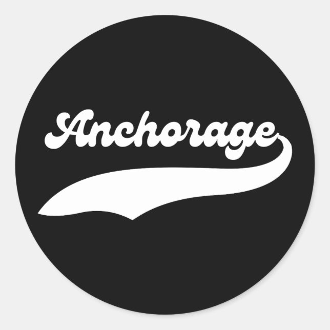 College University style Anchorage City Alaska AK Classic Round Sticker (Front)