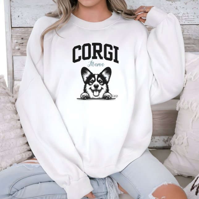 College Varsity Style Script Corgi Mama Sweatshirt (Creator Uploaded)