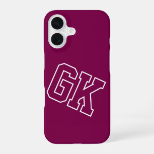 College Wine Varsity Monogram Initials iPhone 16 Case