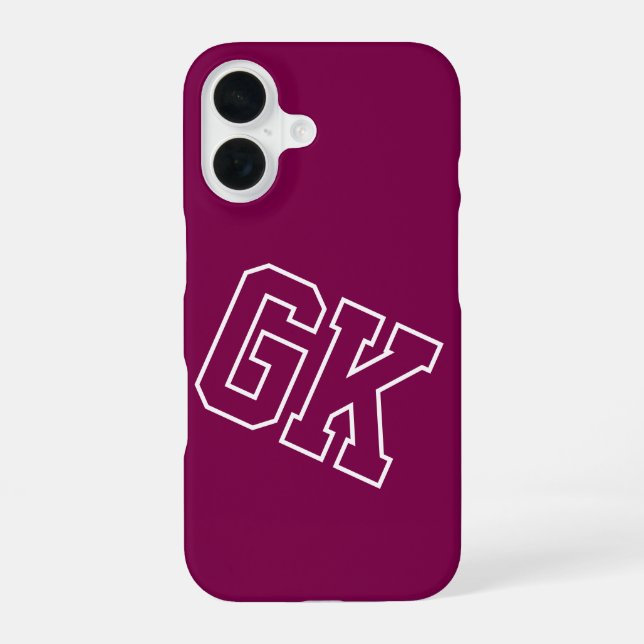 College Wine Varsity Monogram Initials iPhone 16 Case (Back)