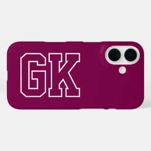 College Wine Yellow Varsity Monogram Initials iPhone 16 Case