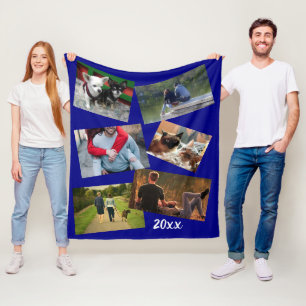 College year summer vacation 20xx DIY photo navy Fleece Blanket