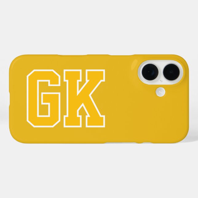 College Yellow Varsity Monogram Initials Case-Mate iPhone Case (Back (Horizontal))