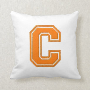 Collegiate Letter Throw Pillow, Orange & White C Throw Pillow