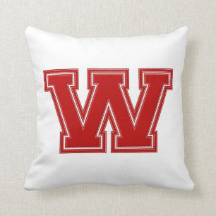 Collegiate Letter Throw Pillow, Red & White W Pillow