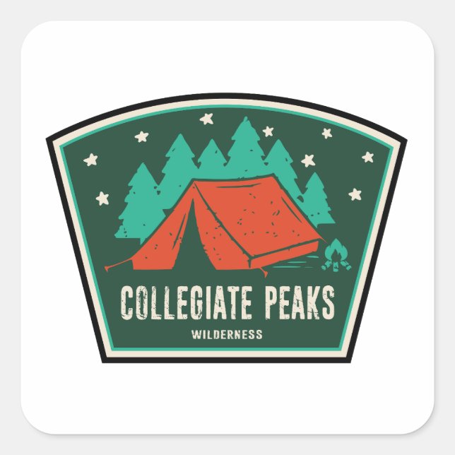 Collegiate Peaks Wilderness Colorado Camping Square Sticker (Front)