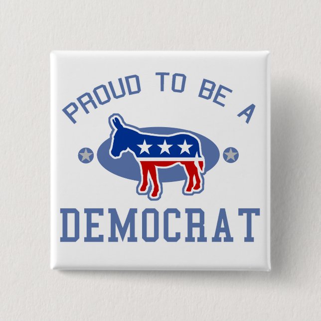 Collegiate Proud Democrat 2 Inch Square Button (Front)