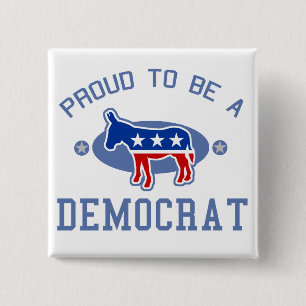 Collegiate Proud Democrat 2 Inch Square Button