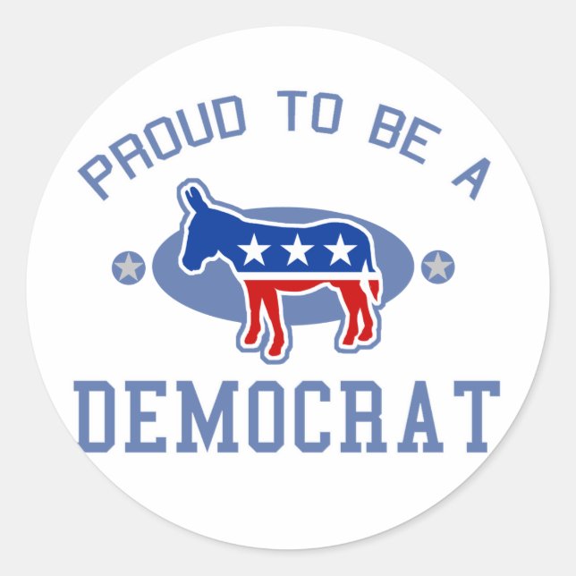 Collegiate Proud Democrat Classic Round Sticker (Front)