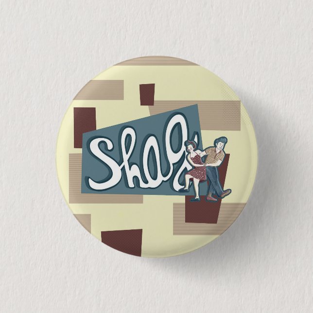 Collegiate  Shag Badge 1 Inch Round Button (Front)