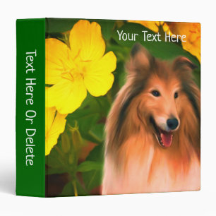 Collie And Primrose Flower Dog Art Personalized Binder