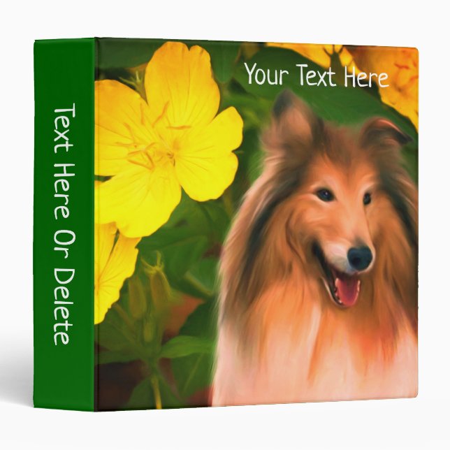 Collie And Primrose Flower Dog Art Personalized Binder (Front/Spine)