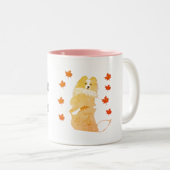 Collie Art < custom Two-Tone Coffee Mug (Front Right)