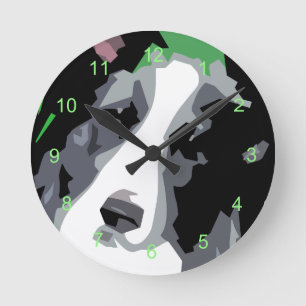 Collie Bordure Abstraite Pour Horloge Ronde Amoure
