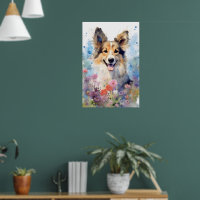 Collie colourful watercolor artwork