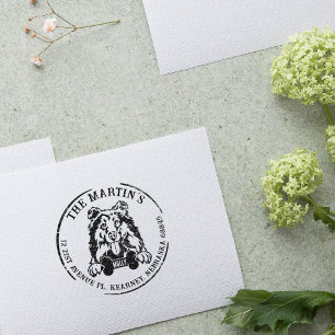 Collie Custom Family Return Address Rubber Stamp