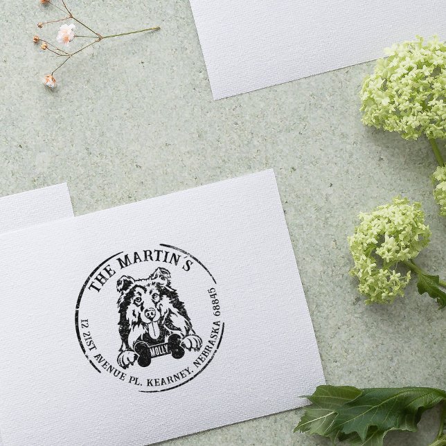 Collie Custom Family Return Address  Rubber Stamp (Creator Uploaded)