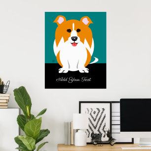 Collie Dog Cartoon Art Poster