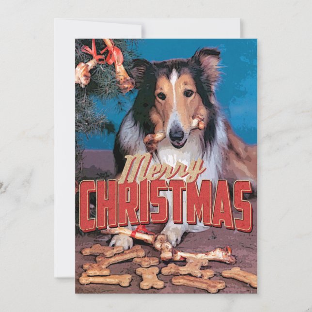 Collie Dog Christmas    Invitation (Front)