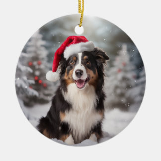 Collie Dog Christmas Keepsake Ceramic Ornament