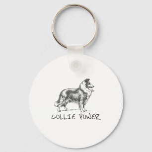 Collie dog "collie power" keychain