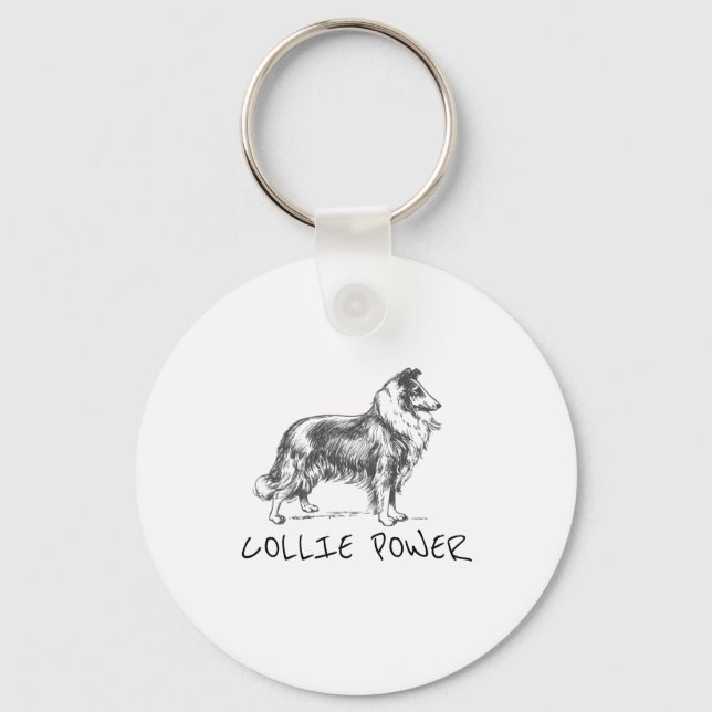 Collie dog "collie power" keychain (Front)