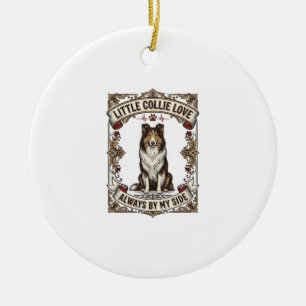 Collie Dog Lover Shirt with Vintage Engraving Quot Ceramic Ornament