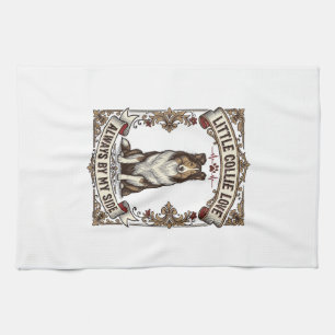 Collie Dog Lover Shirt with Vintage Engraving Quot Kitchen Towel