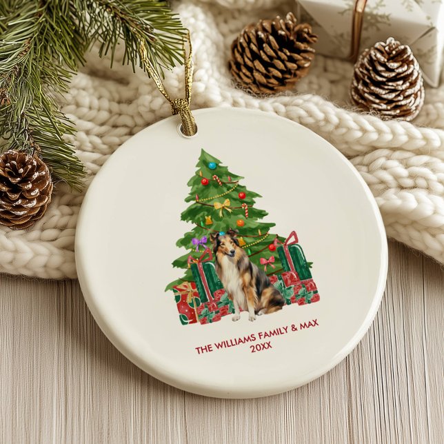 Collie Dog Personalized Christmas Ceramic Ornament (Creator Uploaded)