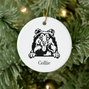 Collie dog personalized pet ornament, Cu Ceramic O Ornament