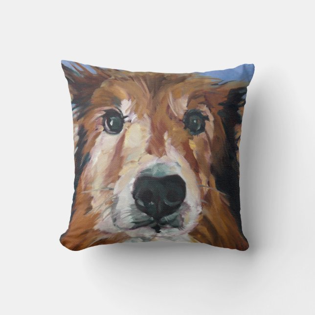 Collie Dog Portrait Pillow (Front)