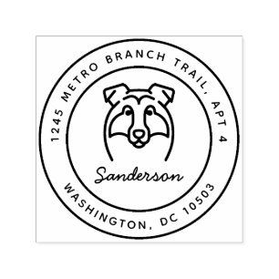 Collie Dog Return Address Stamp Self-Inking